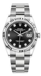 Rolex Datejust 36mm Fluted Bezel Black Diamond Dial Oyster - 126234 - New 2025