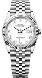 Rolex Datejust 36mm Fluted Bezel White Roman Dial Jubilee - 126234 - New 2025