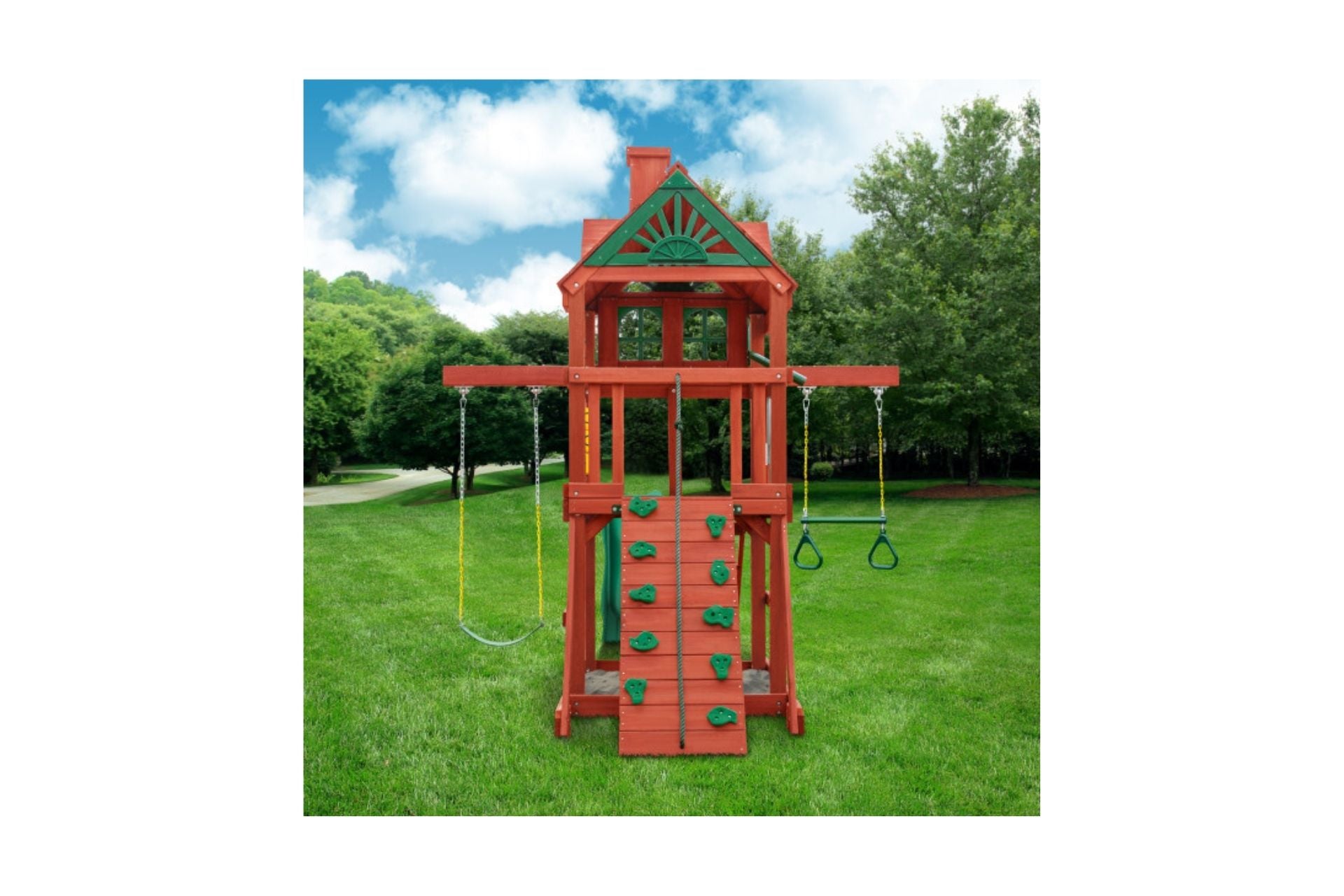 Five Star II Space Saver Wooden Swing Set