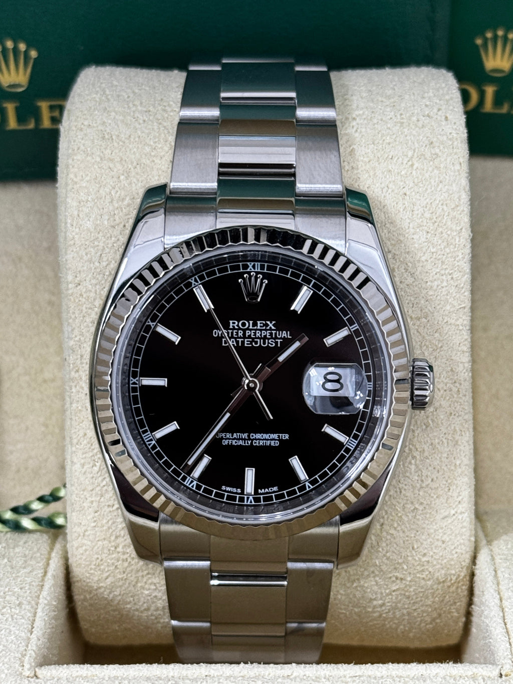 Rolex Datejust 36mm Fluted Bezel Black Index Dial Oyster - 126234 - New 2025