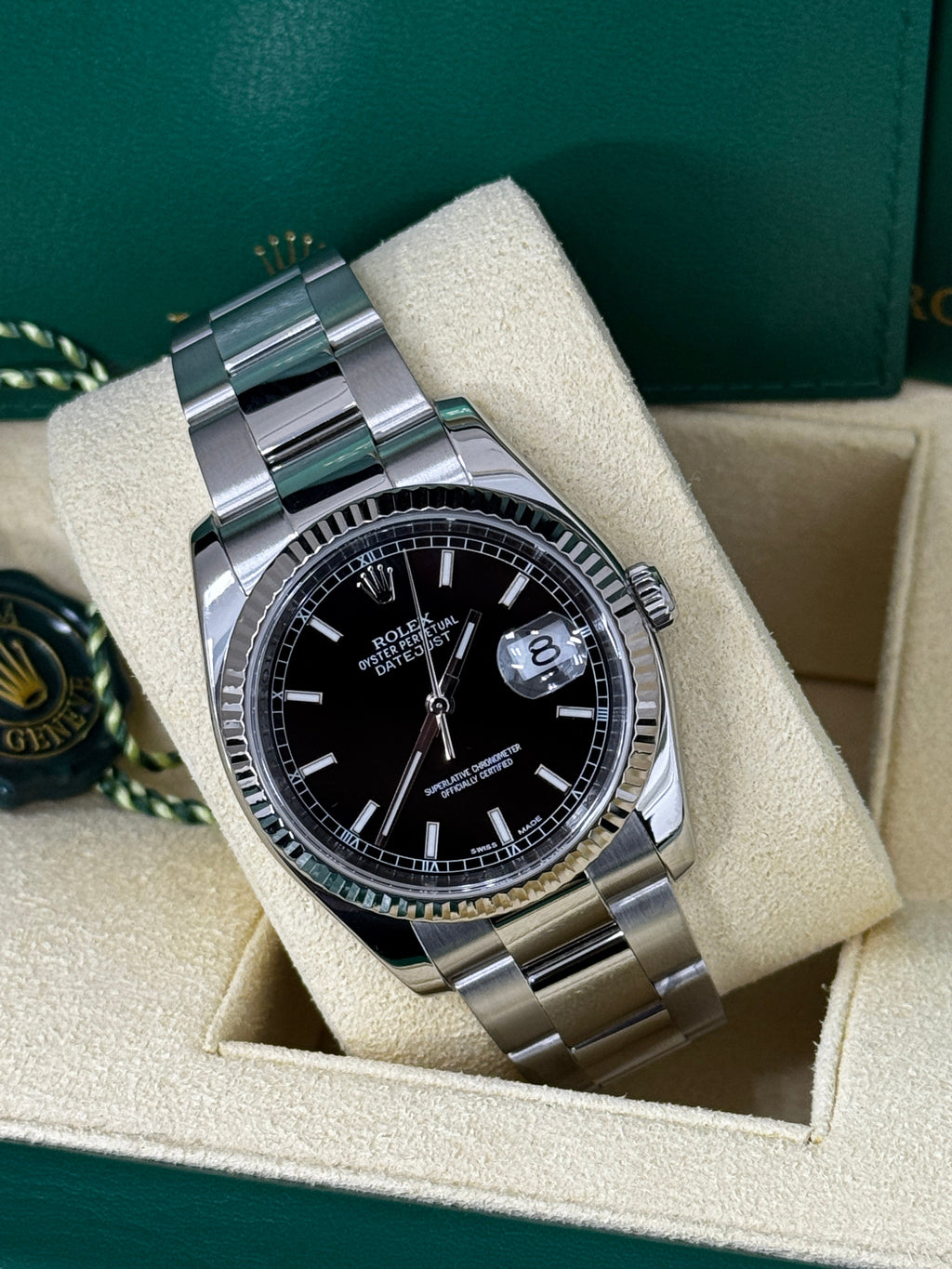 Rolex Datejust 36mm Fluted Bezel Black Index Dial Oyster - 126234 - New 2025