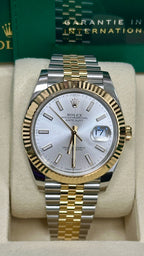 Rolex Datejust 41mm Two-Tone Yellow Gold Fluted Bezel Silver Index Dial Jubilee - 126333 - New 2025