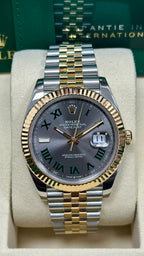 Rolex Datejust 41mm Two-Tone Yellow Gold Fluted Bezel "Wimbledon" Dial Jubilee - 126333 - New 2025
