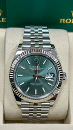 Rolex Datejust 41mm Fluted Bezel Mint Green Index Dial Jubilee - 126334 - New 2025