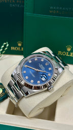 Rolex Datejust 41mm Fluted Bezel Blue Diamond Dial Oyster - 126334 - New 2025