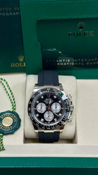 Rolex Cosmograph Daytona 40mm White Gold Black Diamond Dial Oysterflex - 126519LN - New 2025