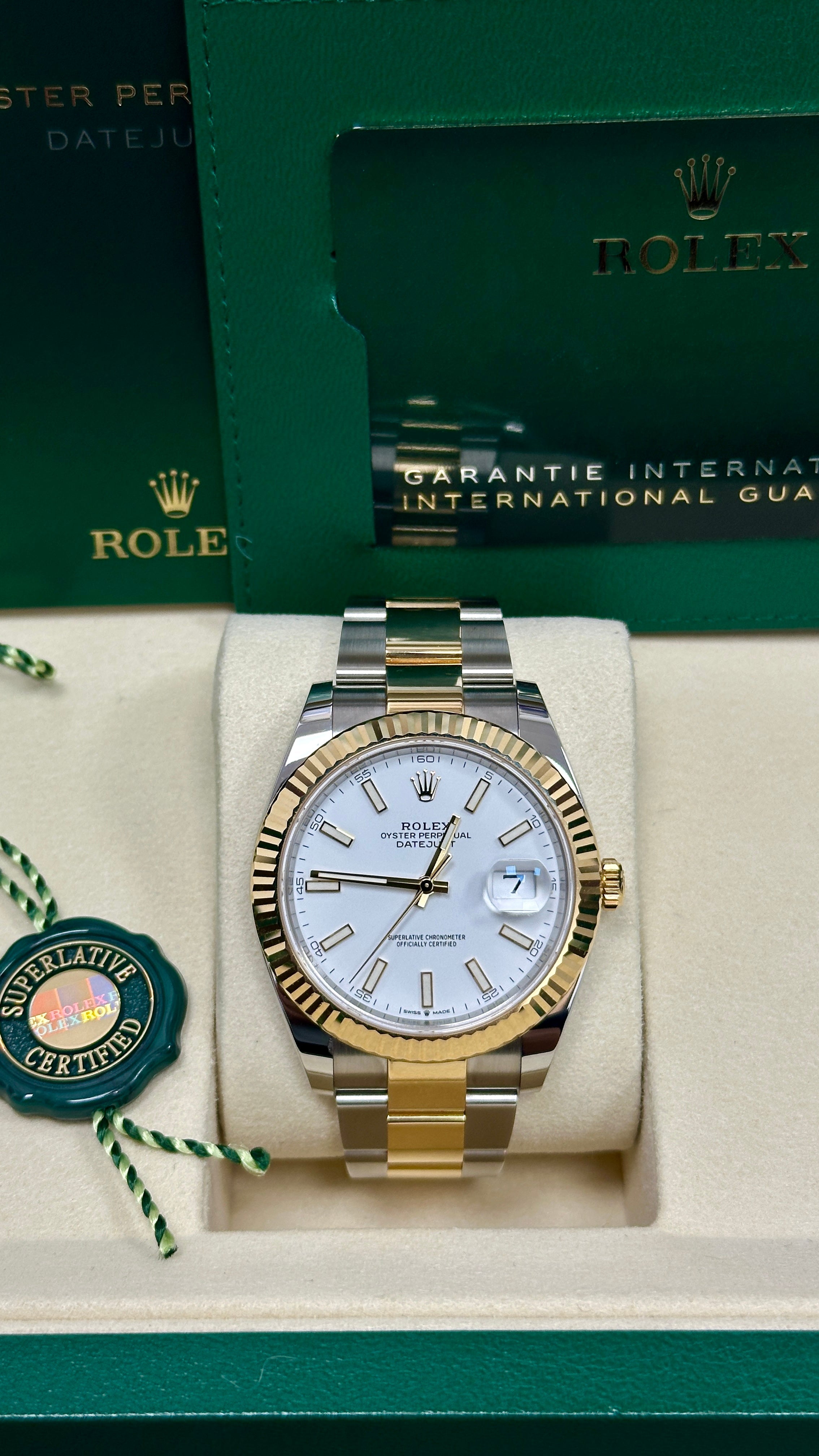 Rolex Datejust Two-Tone Yellow Gold Fluted Bezel White Index Dial Oyster - 126333 - New 2025