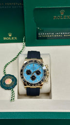 Rolex Cosmograph Daytona 40mm Yellow Gold Ceramic Bezel Turquoise Blue and Black "Tiffany" Dial Oysterflex - 126518LN - New 2025