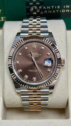 Rolex Datejust 41m Two-Tone Everose Gold Fluted Bezel Chocolate Diamond Dial Jubilee - 126331 - New 2025