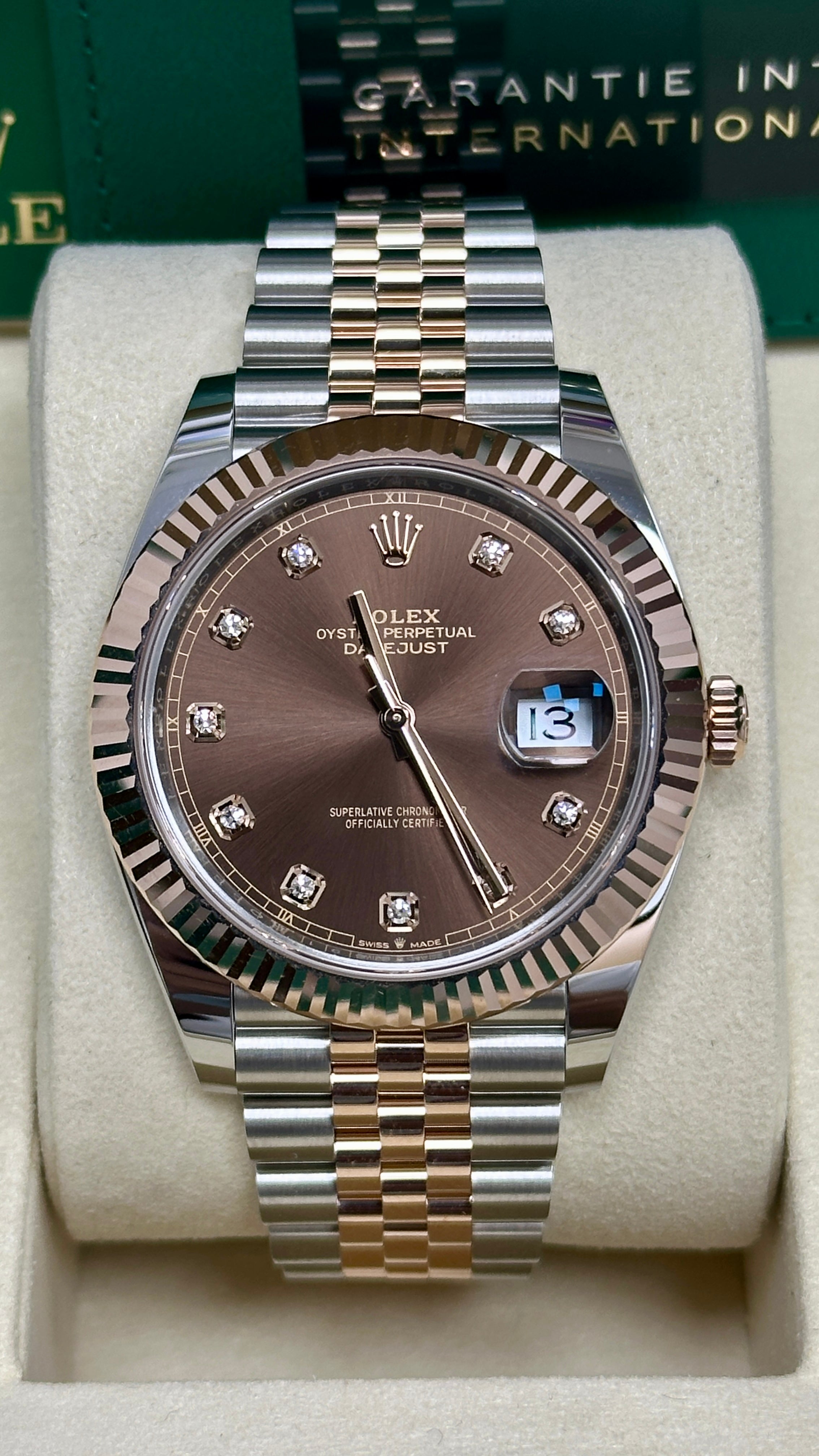 Rolex Datejust 41m Two-Tone Everose Gold Fluted Bezel Chocolate Diamond Dial Jubilee - 126331 - New 2025