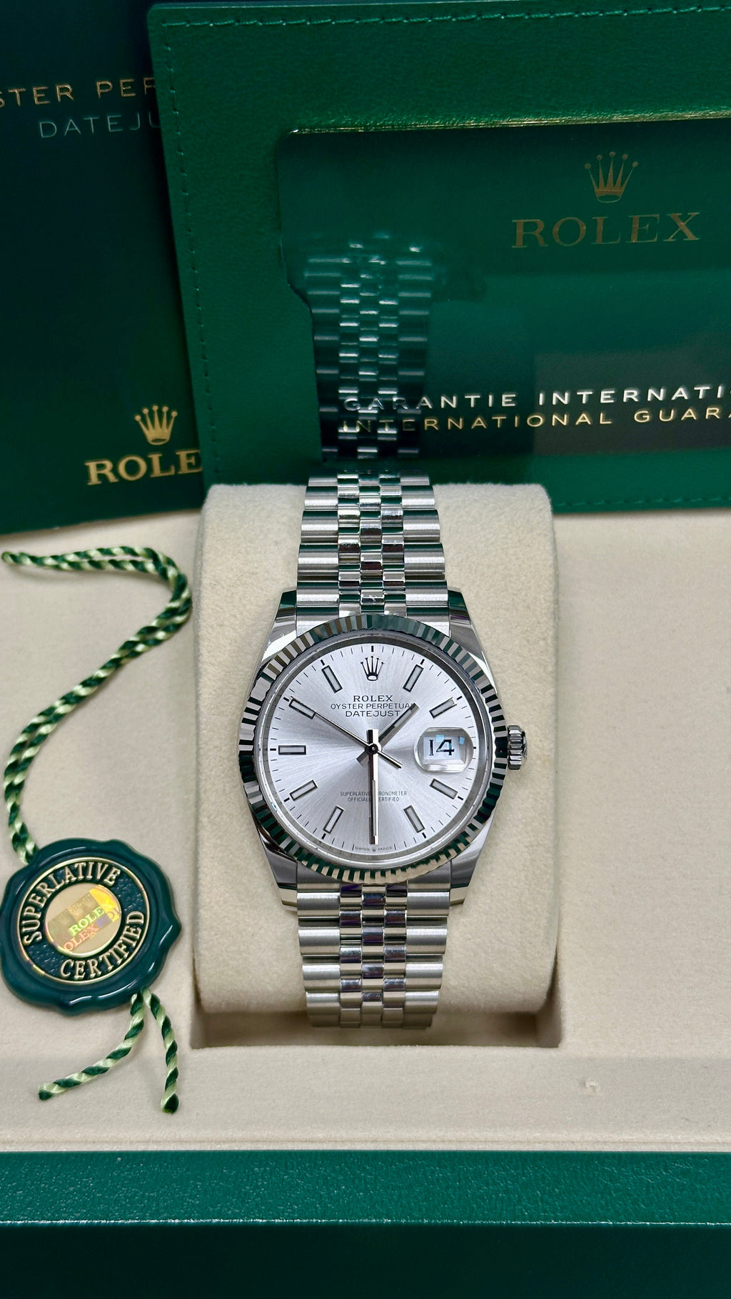 Rolex Datejust 36mm Fluted Bezel Silver Index Dial Jubilee - 126234 - New 2025