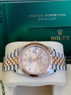 Rolex Datejust 41mm Two-Tone Everose Gold Fluted Bezel Sundust Diamond Dial Jubilee - 126331 - New 2025