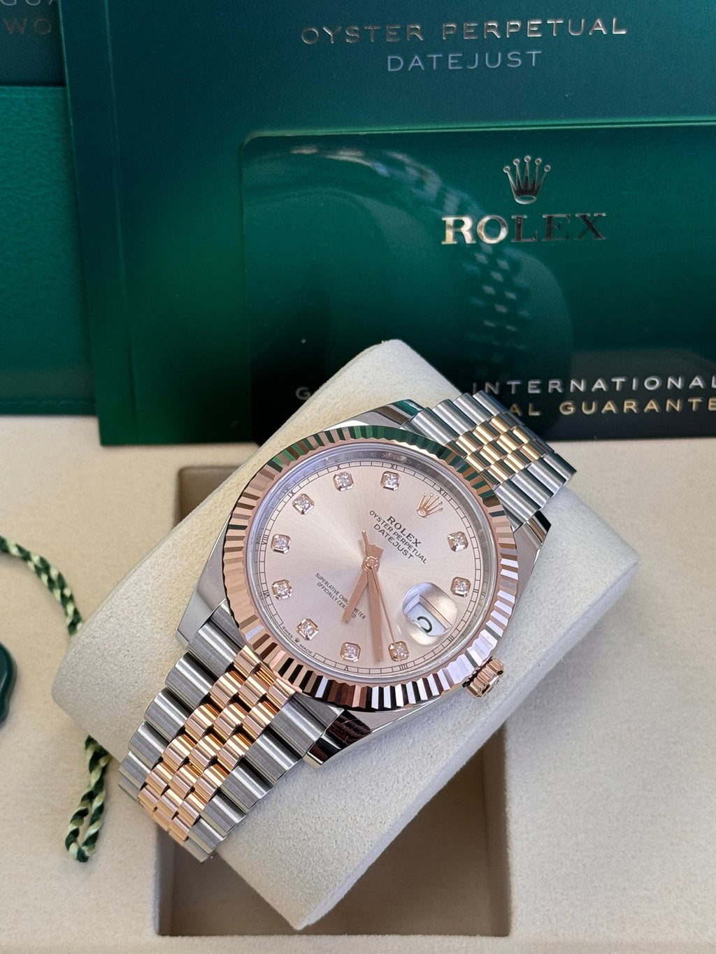 Rolex Datejust 41mm Two-Tone Everose Gold Fluted Bezel Sundust Diamond Dial Jubilee - 126331 - New 2025
