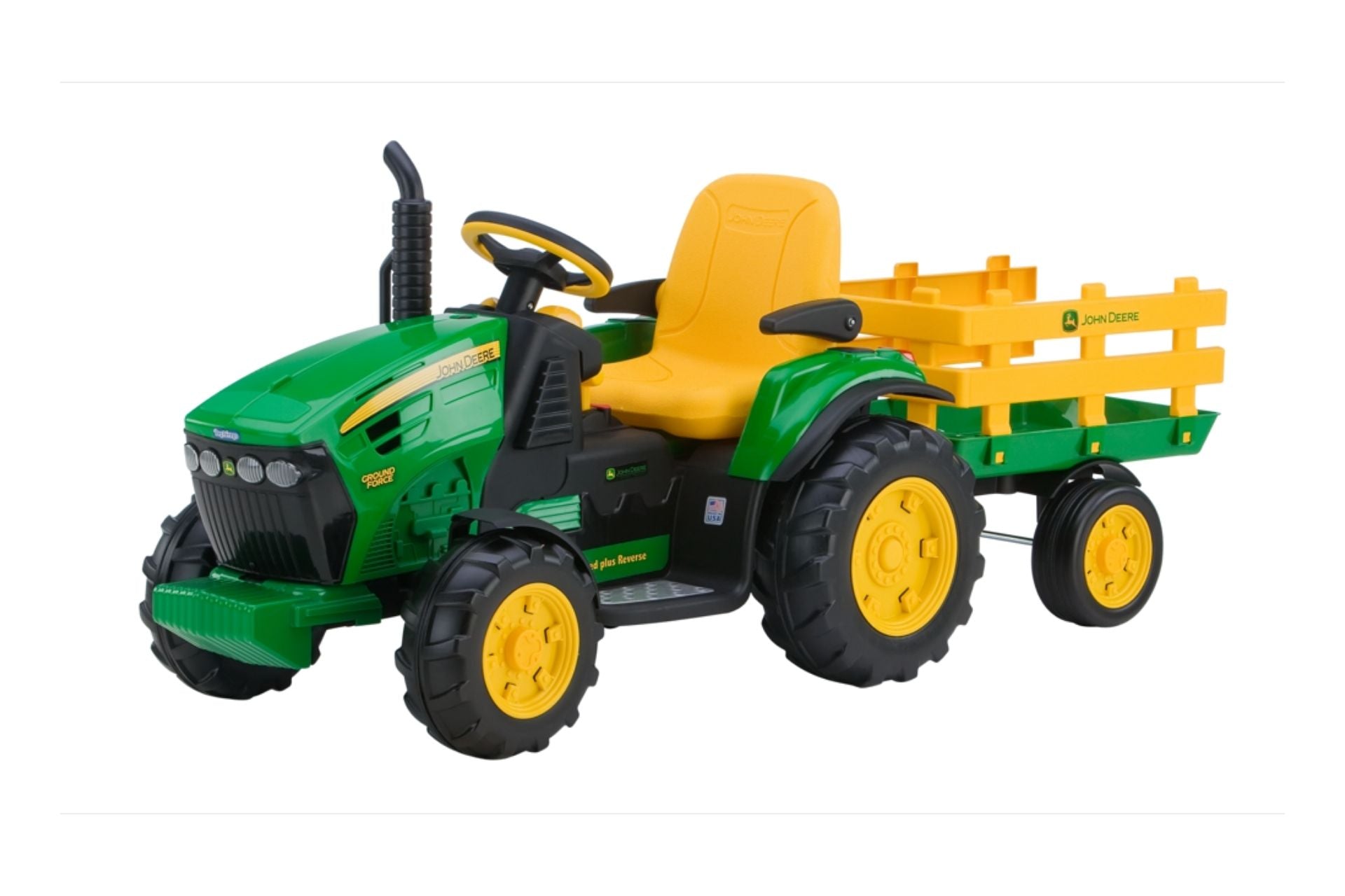 John Deere Ground Force Tractor With Trailer 12-Volt Ride On Vehicle