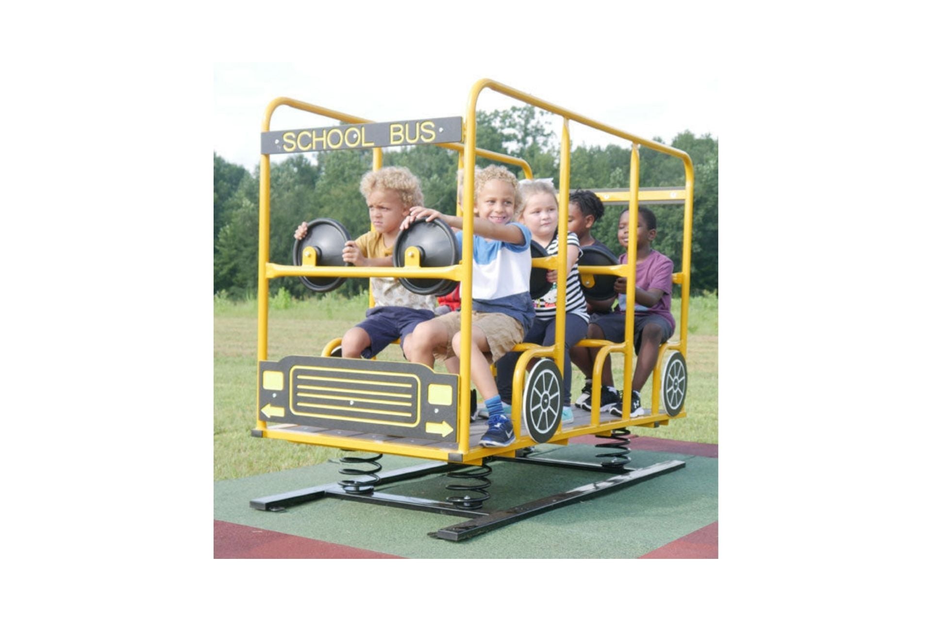 Rockin Time School Bus Multi Passenger Spring Rider