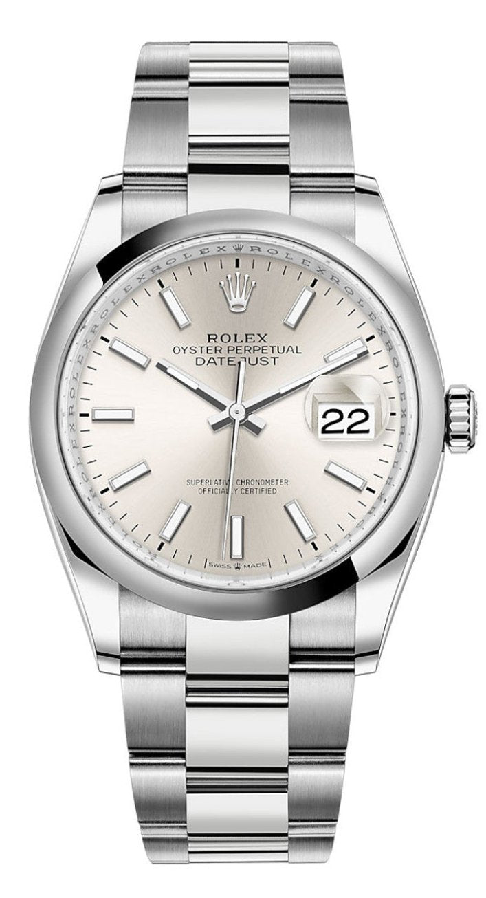 Rolex Datejust 36mm Smooth Bezel Silver Index Dial - 126200 - New 2025