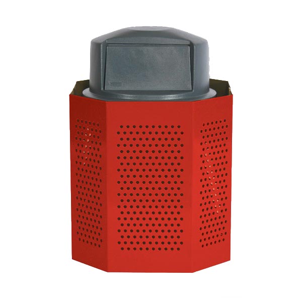 Perforated Steel Trash Receptacle
