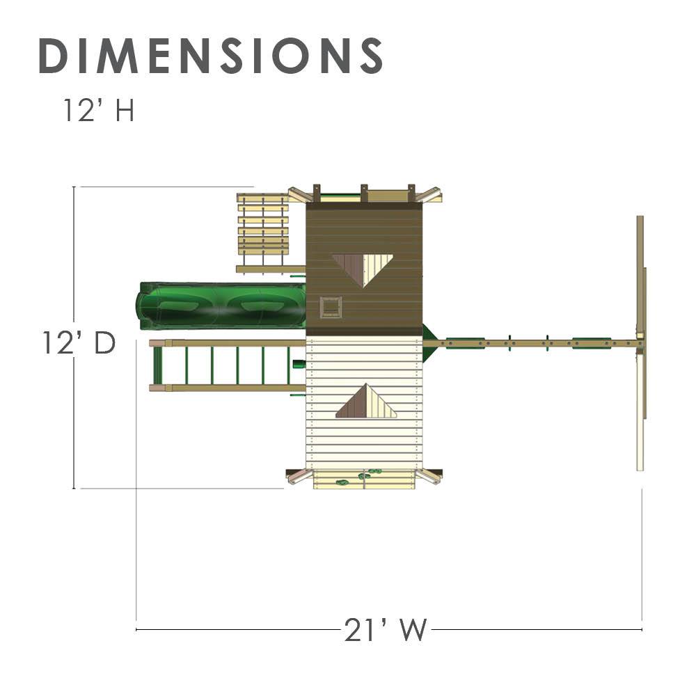 Sun Palace II Wooden Swing Set With Monkey Bars