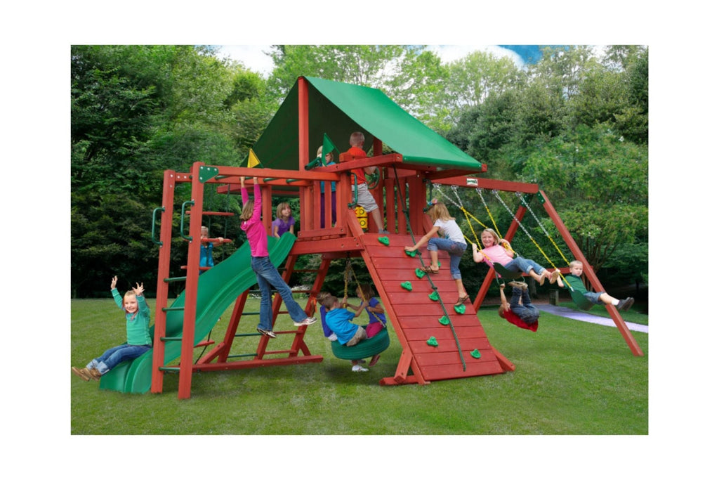 Sun Valley II Wooden Swing Set With Monkey Bars