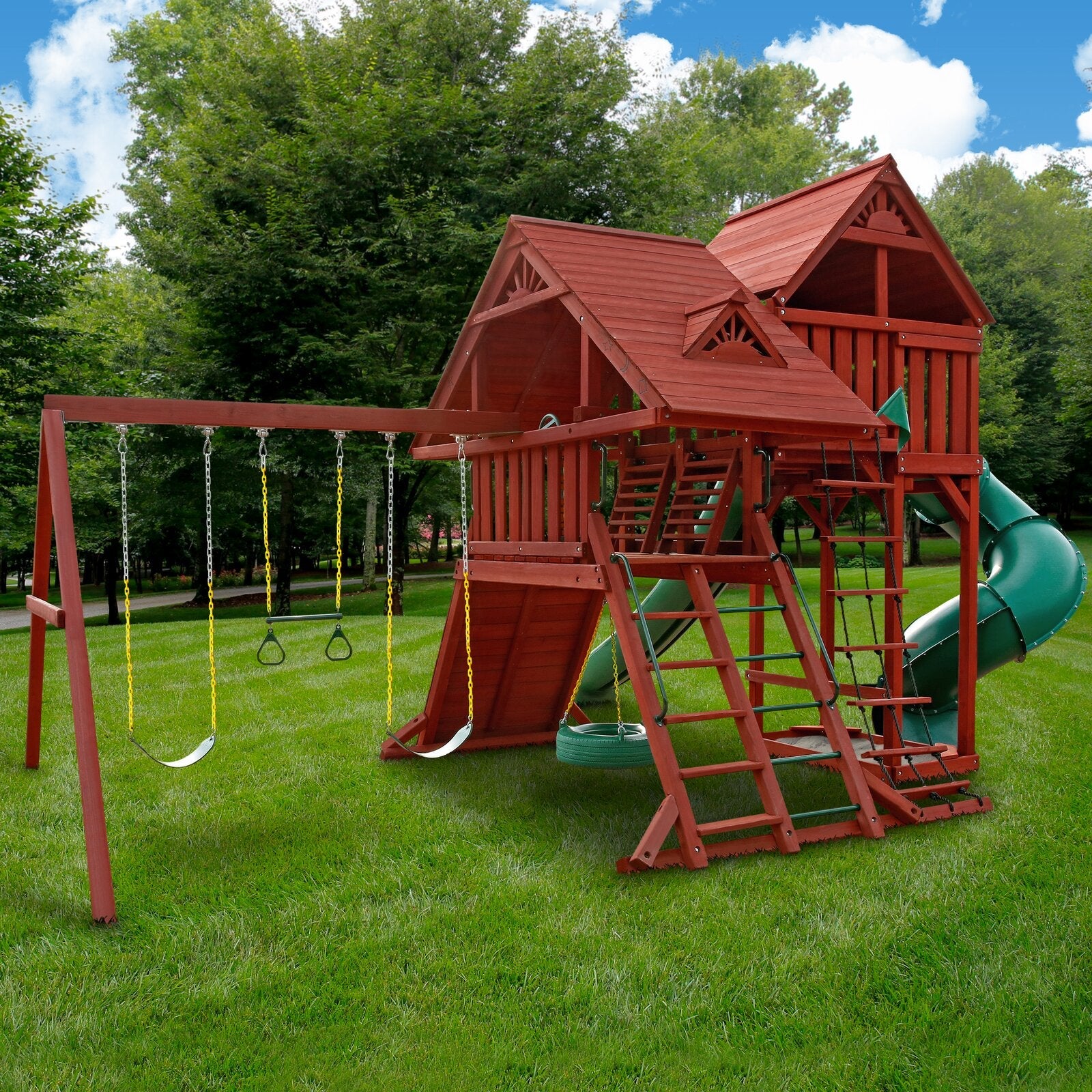Sun Palace Deluxe Wooden Swing Set