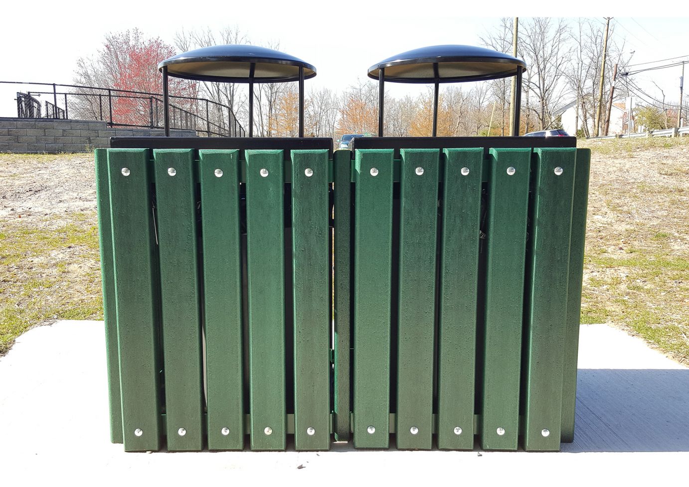 Square Recycled Plastic Recycling Trash Receptacle