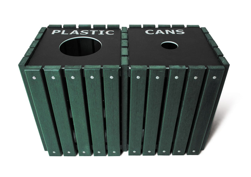 Square Recycled Plastic Recycling Trash Receptacle