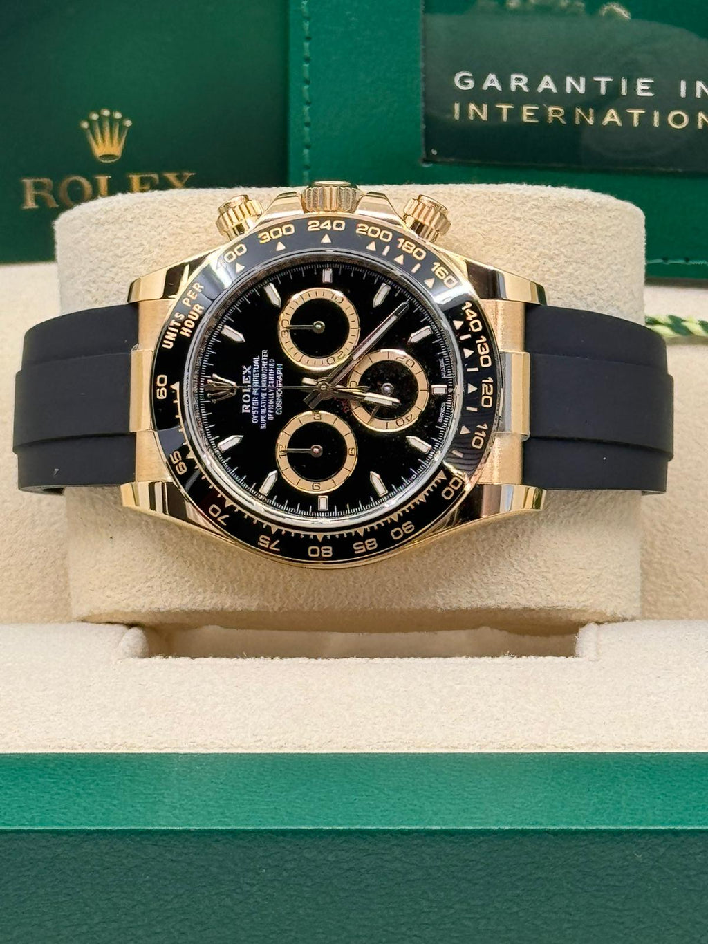 Rolex Cosmograph Daytona 40mm Yellow Gold Ceramic Bezel Black Dial Oysterflex - 126518LN - New 2025
