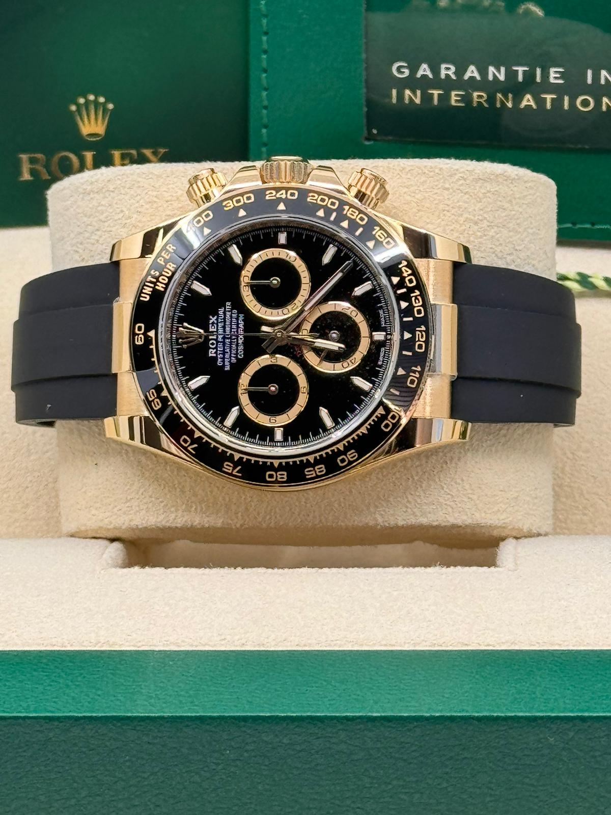 Rolex Cosmograph Daytona 40mm Yellow Gold Ceramic Bezel Black Dial Oysterflex - 126518LN - New 2025