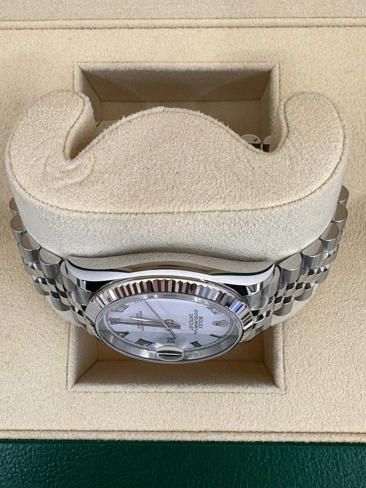 Rolex Datejust 36mm Fluted Bezel White Roman Dial Jubilee - 126234 - New 2025