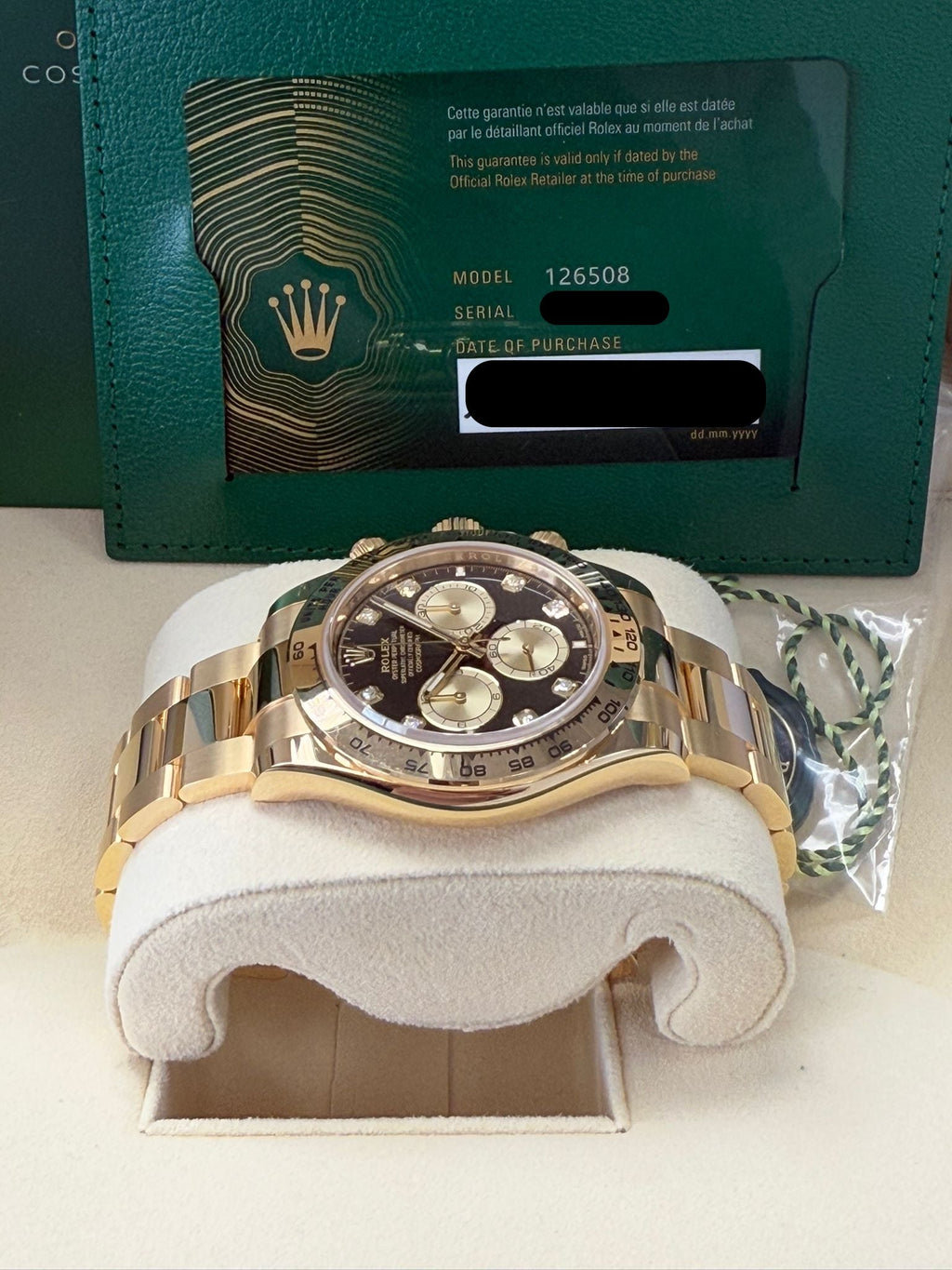 Rolex Cosmograph Daytona 40mm Yellow Gold Black Diamond Dial - 126508 - New 2025