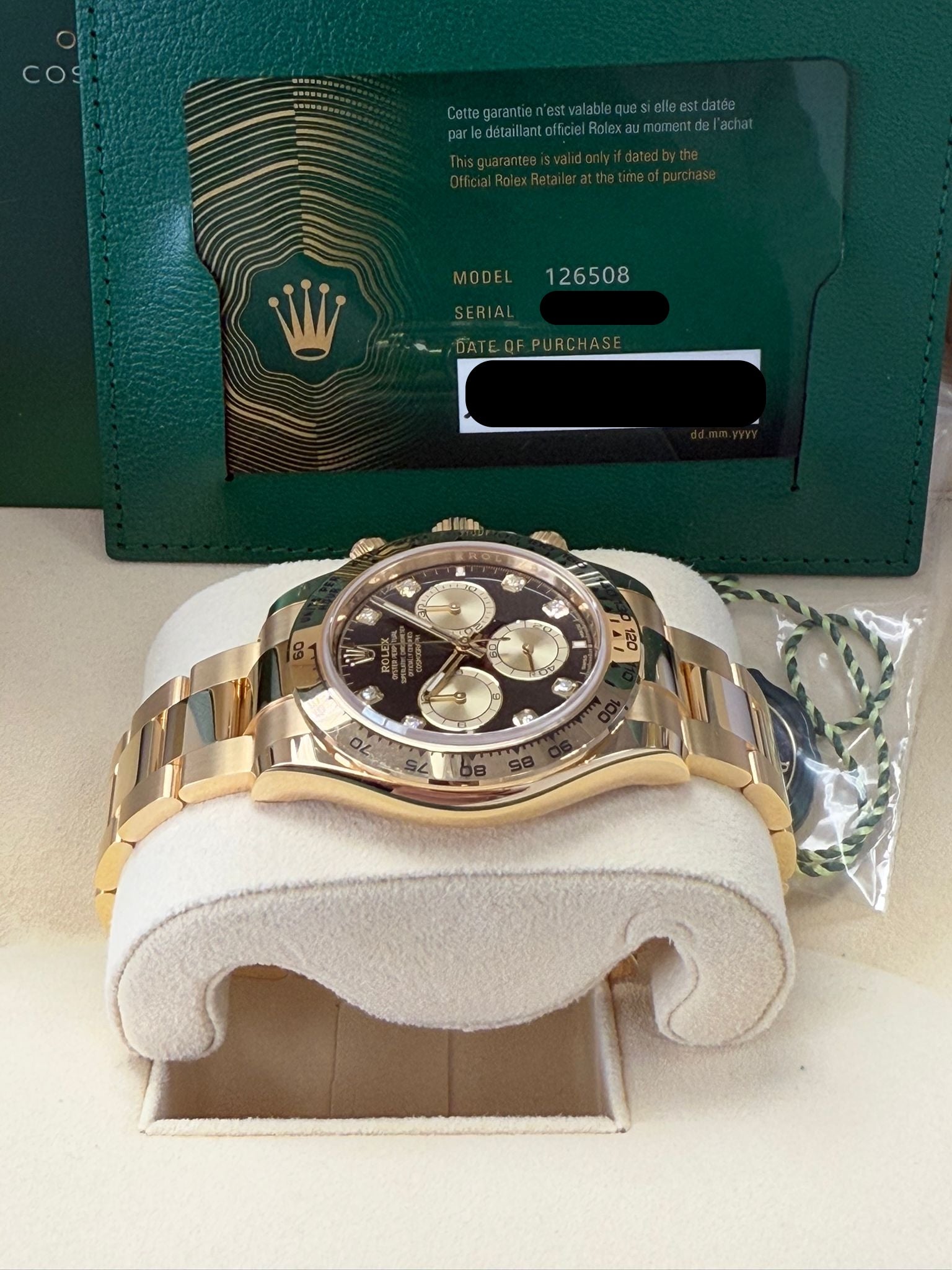 Rolex Cosmograph Daytona 40mm Yellow Gold Black Diamond Dial - 126508 - New 2025