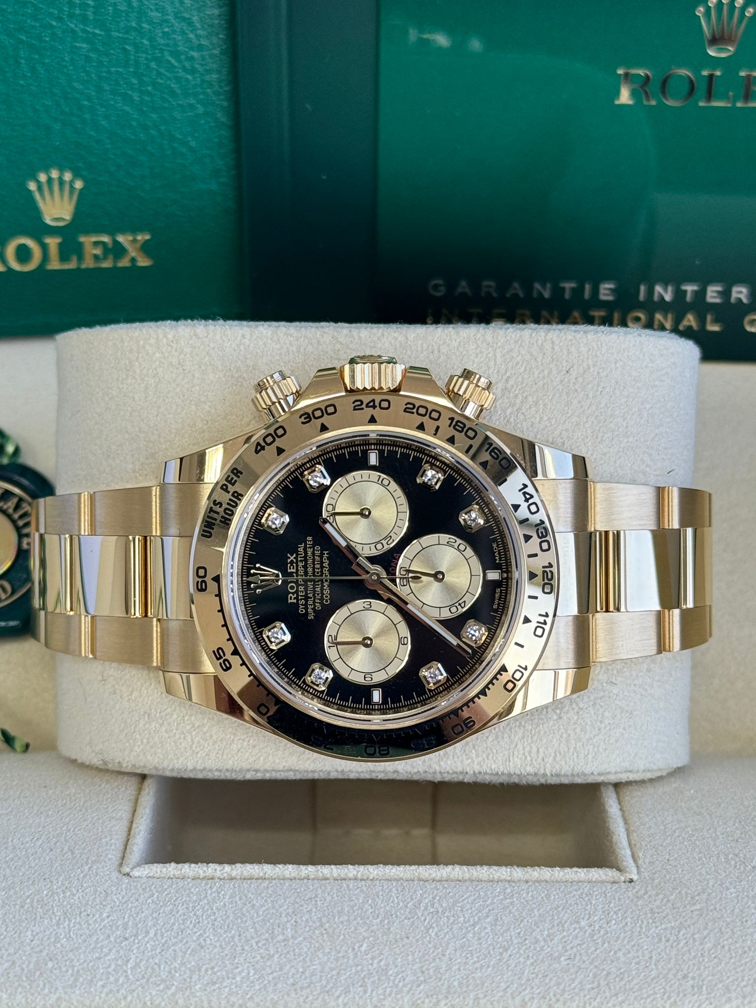 Rolex Cosmograph Daytona 40mm Yellow Gold Black Diamond Dial - 126508 - New 2025