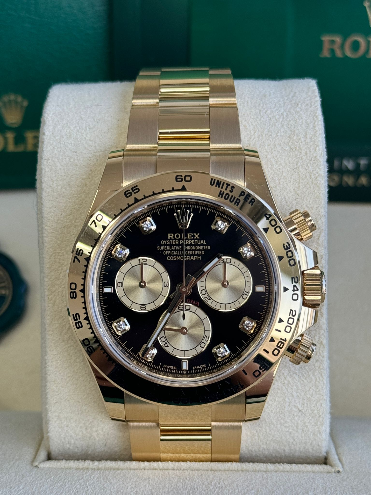 Rolex Cosmograph Daytona 40mm Yellow Gold Black Diamond Dial - 126508 - New 2025