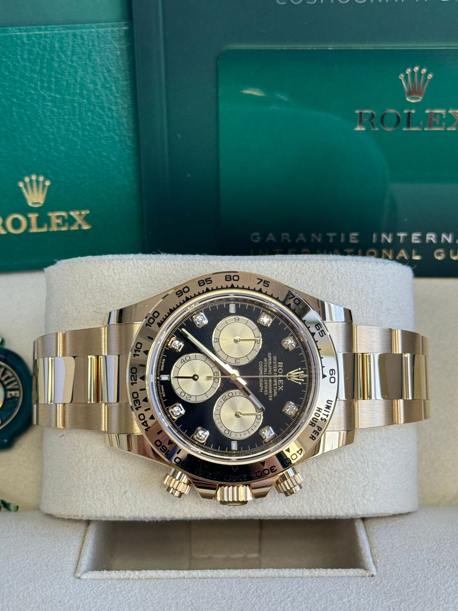 Rolex Cosmograph Daytona 40mm Yellow Gold Black Diamond Dial - 126508 - New 2025