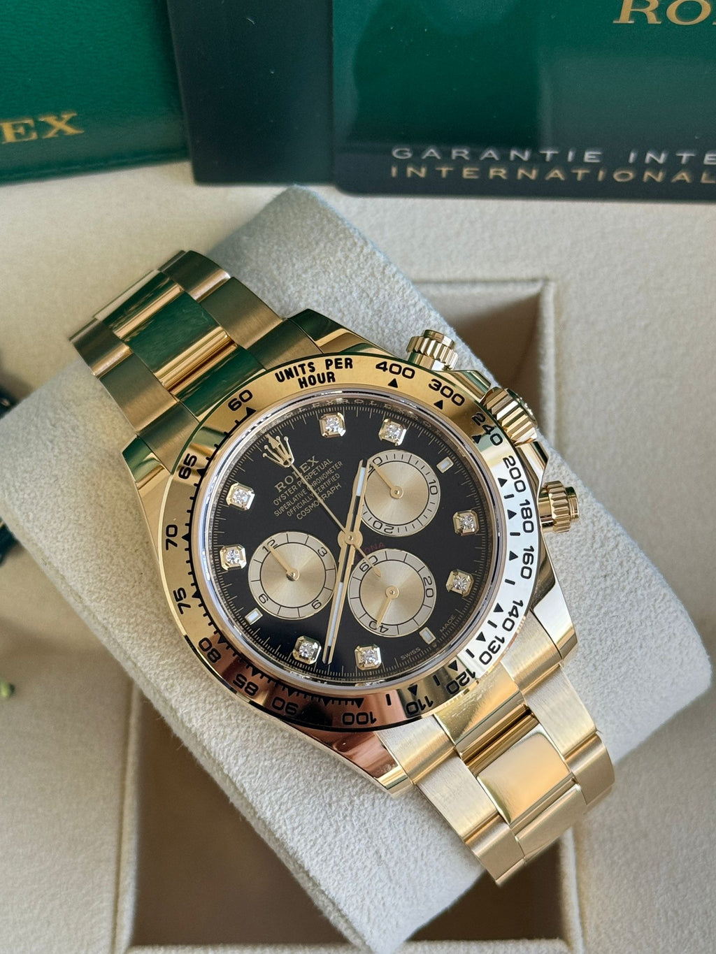 Rolex Cosmograph Daytona 40mm Yellow Gold Black Diamond Dial - 126508 - New 2025