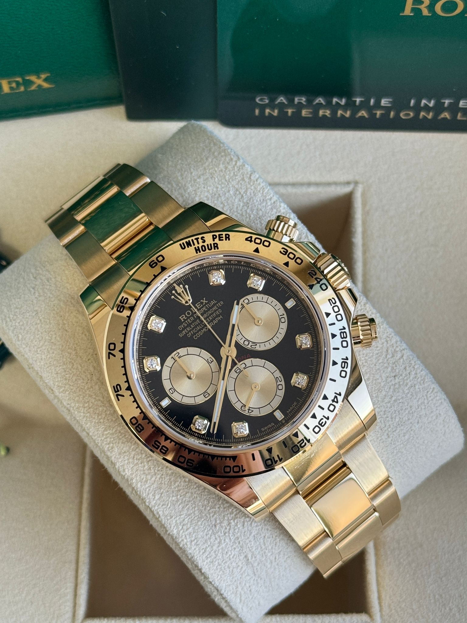 Rolex Cosmograph Daytona 40mm Yellow Gold Black Diamond Dial - 126508 - New 2025