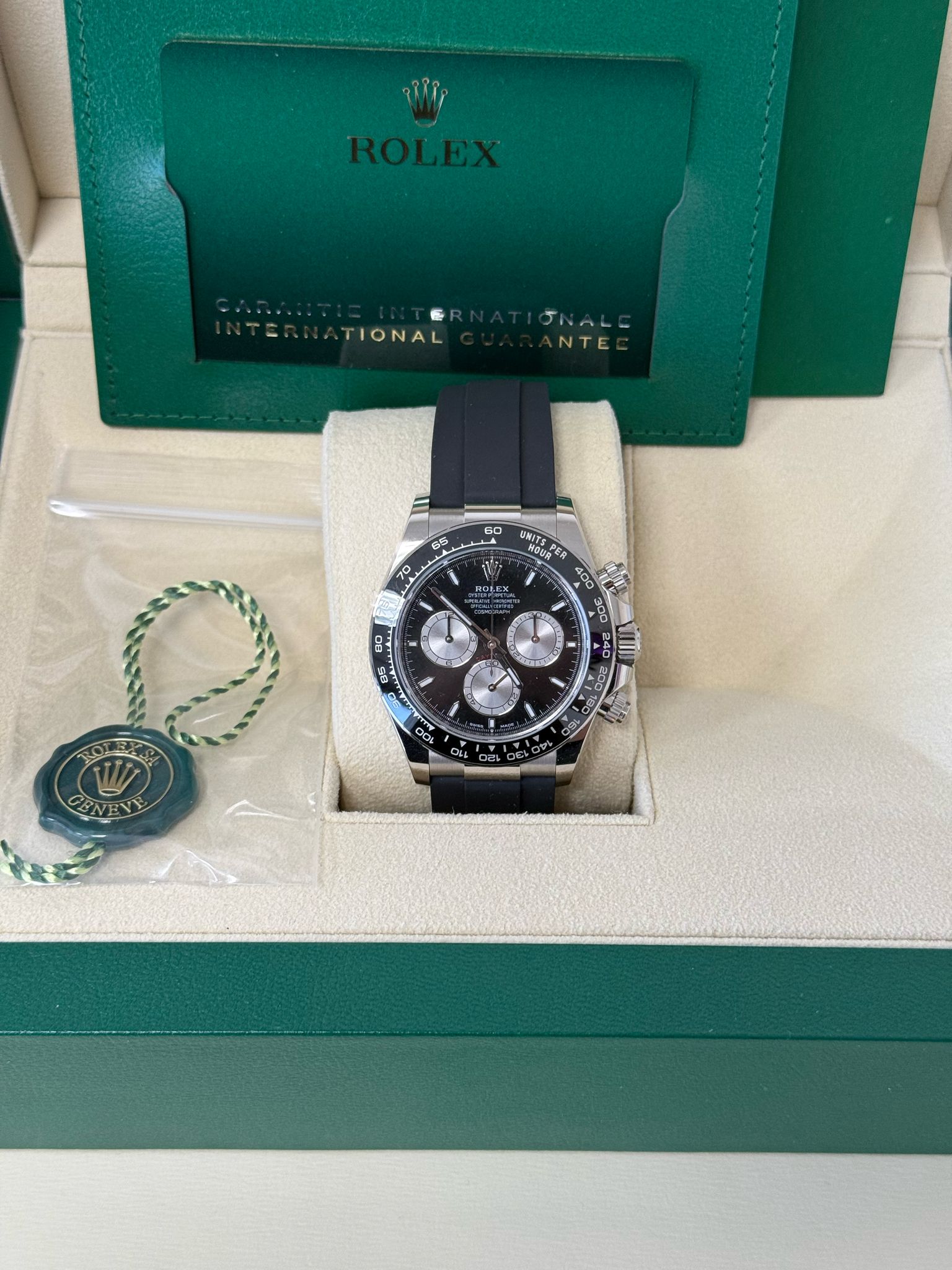 Rolex Cosmograph Daytona 40mm White Gold Black "Baby Le Mans" Dial Oysterflex - 126519LN - New 2025