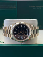 Rolex Yellow Gold President Day Date 40mm Black Diamond Baguette Dial - 228238 - New 2025
