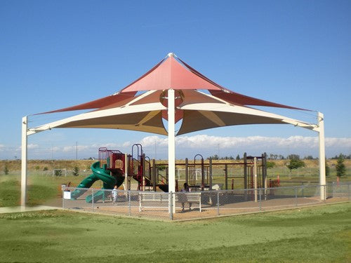 Superspan Multi-Level Multi-Panel Pyramid Shade Structure