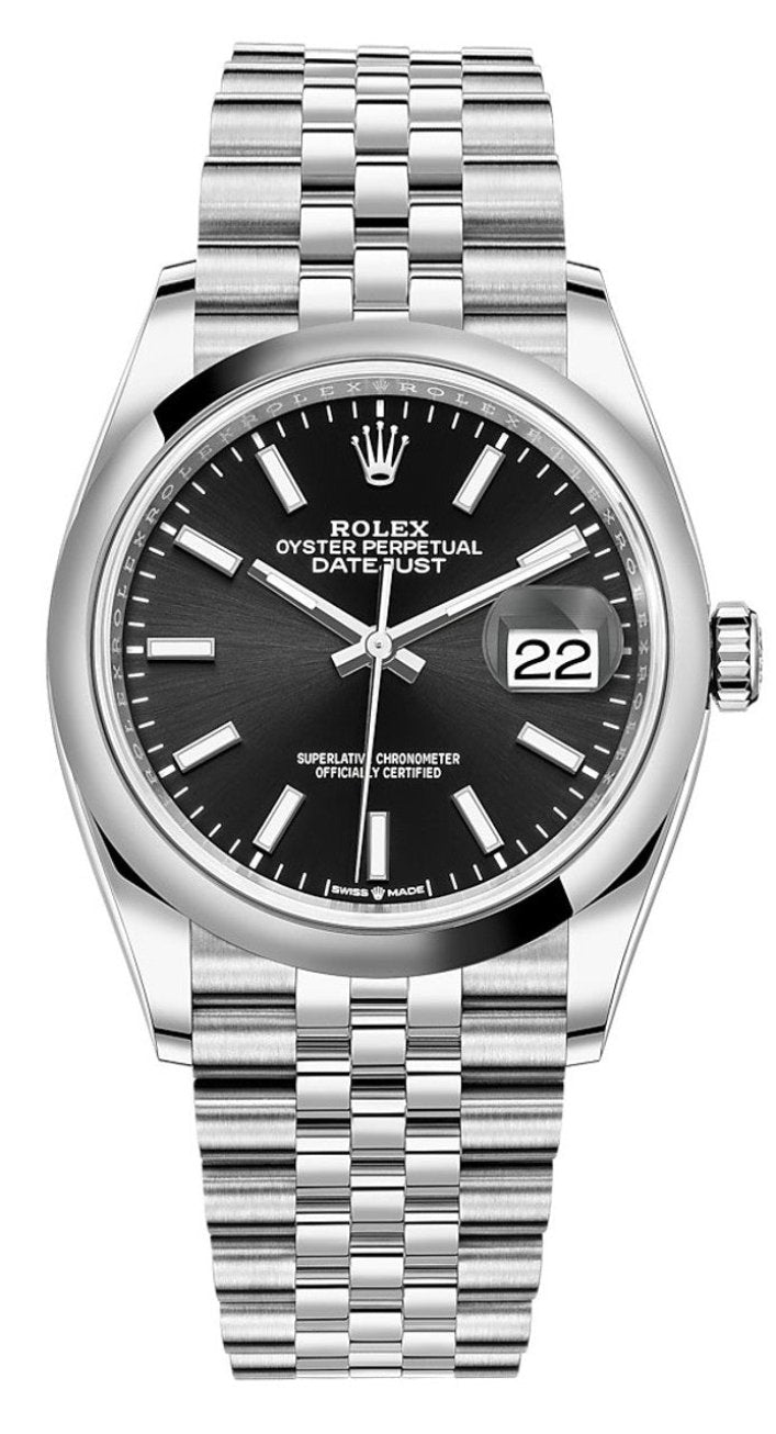 Rolex Datejust 36mm Smooth Bezel Black Index Dial Jubilee - 126200 - New 2025