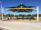 Superspan Multi-Level Multi-Panel Pyramid Shade Structure