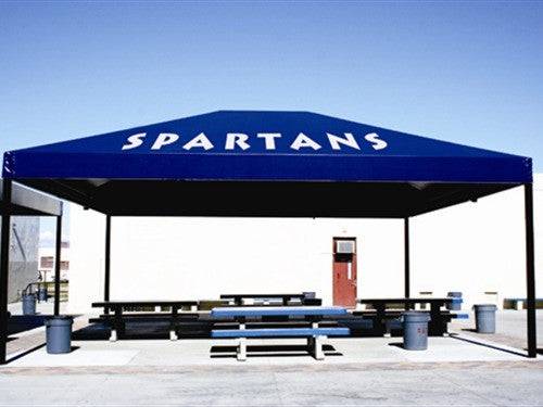 Hip Roof Shade Structure with 4 Posts and 12 Foot Entry