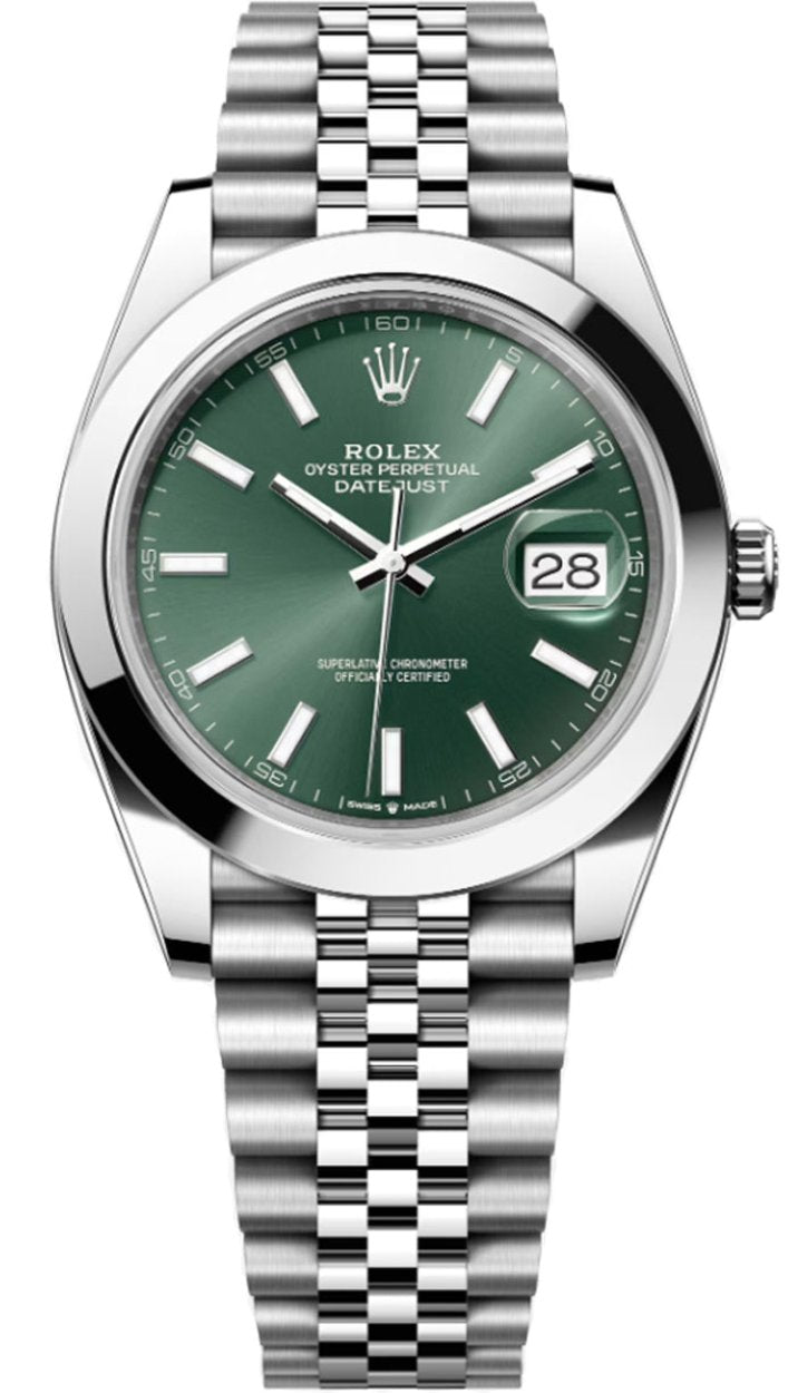 Rolex Datejust 41mm Smooth Bezel Mint Green Index Jubilee - 126300 - New 2025