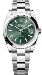 Rolex Datejust 41mm Smooth Bezel Mint Green Index Dial Oyster - 126300 - New 2025