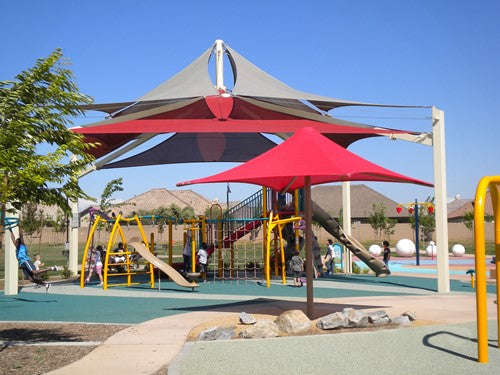 Superspan Multi-Level Multi-Panel Pyramid Shade Structure