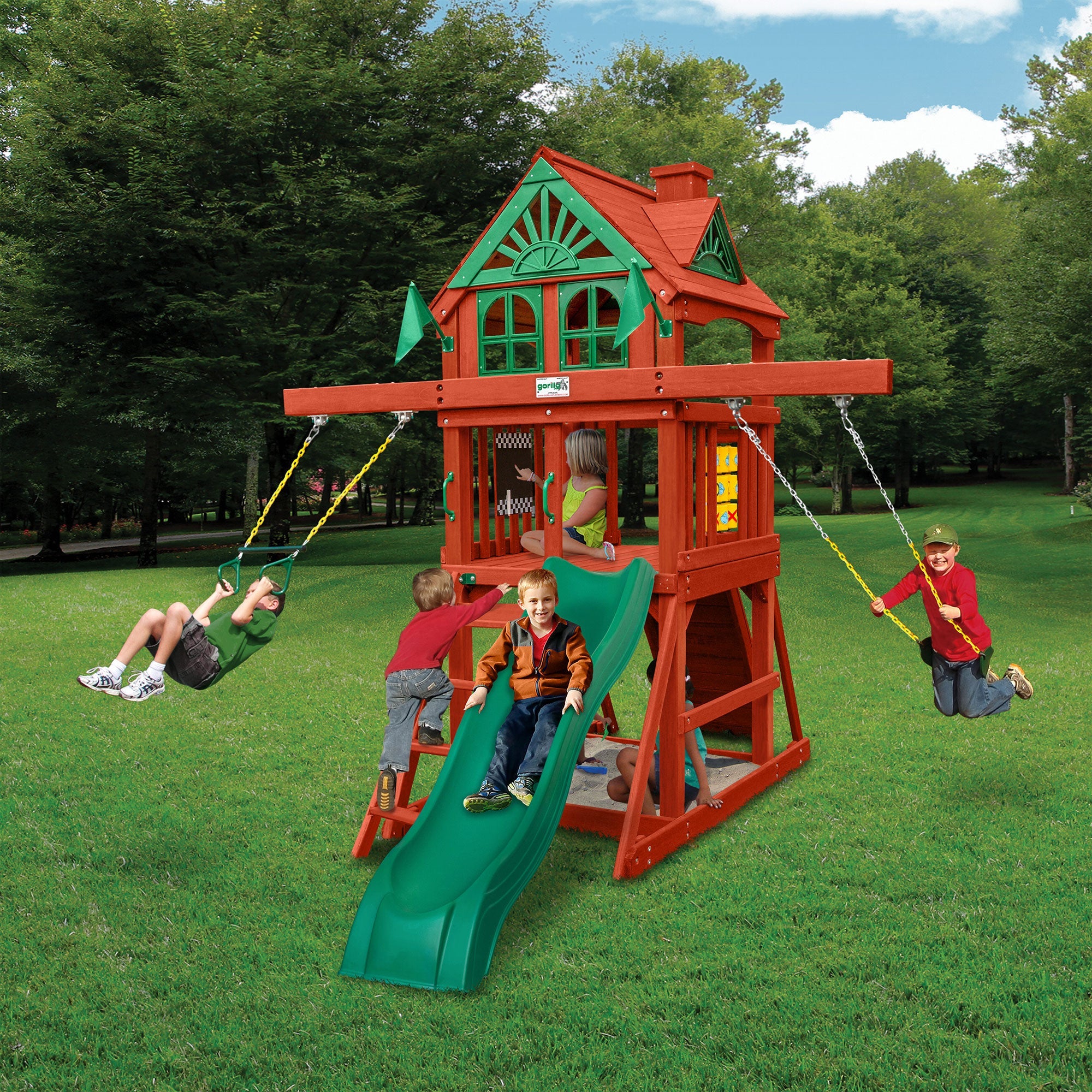 Five Star II Space Saver Wooden Swing Set