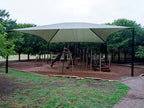 Hip Roof Shade Structure with 4 Posts and 14 Foot Entry