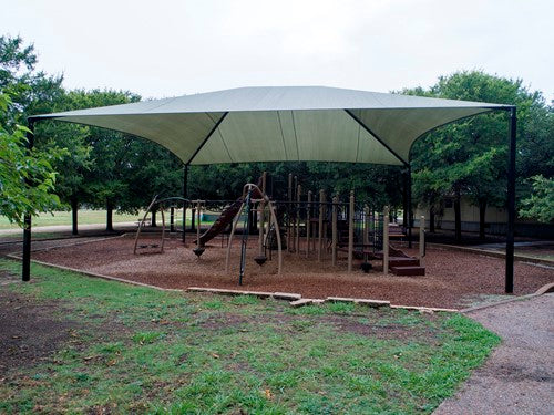 Hip Roof Shade Structure with 4 Posts and 14 Foot Entry