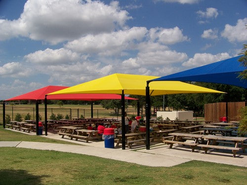 Hip Roof Shade Structure with 4 Posts and 8 Foot Entry