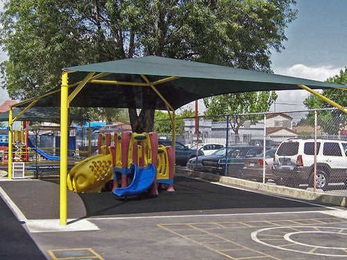 Hip Roof Shade Structure with 4 Posts and 13 Foot Entry